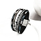 Bohemia PU Leather Cord Multi-strand Bracelets, with Stainless Steel Magnetic Clasps, Black, 7-5/8 inch(19.5cm)