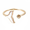 Brass Peg Bails Cuff Finger Ring Settings, for Half Drilled Bead, with Shell, Nickel Free, Mermaid Fishtail, Real 18K Gold Plated, US Size 6 3/4(17.1mm), Pin: 0.7mm(for Half Drilled Bead)