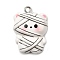 Halloween Opaque Resin Pendants, with Platinum Iron Loop, White, Mummy, 25.5x18.5x7mm, Hole: 2mm