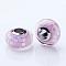 Shell European Beads, with Brass Cores, Rondelle, Large Hole Beads, Platinum, Violet, 13~14x7.5mm, Hole: 4.5mm