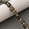 Natural Pyrite Beads Strands, Square, with Seed Beads, 8x8x5mm, Hole: 1mm, about 16~17pcs/strand, 7.87''~8.07''(20~20.5cm)