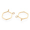 304 Stainless Steel Pendants, Manual Polishing, Hexagon Charms, Hollow, Real 14K Gold Plated, 17x16x1mm, Hole: 2mm