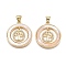Brass Micro Pave Clear Cubic Zirconia Pendants, with Shel, Flat Round & Tree of Life Charms, Real 18K Gold Plated, 24x21.5x2.5mm, Hole: 5x3.5mm