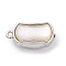 Rectangle Brass Box Clasps, with White Shell, Platinum, 19.5x9.5x7mm, Hole: 1.2/1.4mm