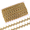 20 Yards Polyester Glitter Leaf Lace Trim Ribbon, Wide Stretch Webbing, Garment Accessories, Gold, 7/8 inch(22mm)