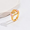 Heart & Flower Brass Pearl Pink Enamel Adjustable Finger Rings, Golden, Letter M, 14mm, Inner Diameter: 17mm