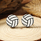 White Wooden Stud Earrings, Platinum, Volleyball