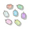 UV Plating Alloy Mixed Color Glass Rhinestone Pendants, Rectangle, Platinum, 23.5x16x6mm, Hole: 2mm
