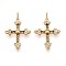 304 Stainless Steel Pendants, with Rhinestone, Cross, Real 14K Gold Plated, 30.5x19.5x5mm, Hole: 3mm