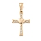 Ion Plating(IP) 304 Stainless Steel Cubic Zirconia Pendants, Cross Charm, Rose Gold, 23.5x16x2.5mm, Hole: 6x3.5mm