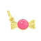 Rack Plating Brass Enamel Pendants, with Jump Ring, Cadmium Free & Lead Free, Long-Lasting Plated, Real 18K Gold Plated, Candy Charm, Hot Pink, 5.5x12x3mm, Hole: 3mm