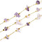 Brass Cable Chains, with Natural Amethyst, Soldered, with Spool, Long-Lasting Plated, Golden, 1~8x3~17x1~8mm, about 32.81 Feet(10m)/Roll