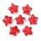 Transparent Spray Painted Glass Beads, with Glitter Power, Star, Crimson, 8x8x4mm, Hole: 1mm