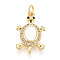 Brass Micro Pave Clear Cubic Zirconia Pendants, with Shell, Tortoise, with Jump Ring, Real 18K Gold Plated, 18.5x12x4mm, Hole: 3mm