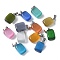 Cat Eye Pendants, with 201 Stainless Steel Findings, Rectangle, Stainless Steel Color, Mixed Color, 20x12x9mm, Hole: 7x4mm