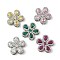 Brass Pave Cubic Zirconia 5-Petal Flower Multi-Strand Links, Platinum, Rack Plating, Long-Lasting Plated, Cadmium Free & Lead Free, Mixed Color, 20x20.5x5.5mm, Hole: 4x2mm