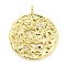 Brass Micro Pave Clear Cubic Zirconia Pendants, Round, 22.5x19x3.5mm, Hole: 1.8mm