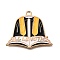 Alloy Enamel Pendants, Light Gold, Graduation Uniform with Book, Gold, 25x30x1mm, Hole: 1.8mm