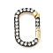 Brass Micro Pave Cubic Zirconia Spring Gate Rings, Long-Lasting Plated, Lead Free & Cadmium Free, Rack Plating, Oval, Real 18K Gold Plated, 16.5x10.5x2.5mm