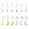 Resin & Plastic Mobile Pendant Decoration, with Alloy Clasps, for Mobile Phone Case Accessories Decoration, Star/Moon, Mixed Color, 80~9.5cm, 12pcs/set