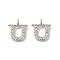 Initial Letter Brass Micro Pave Cubic Zirconia Pendants, Letter U, 9~10x4~10x1.5~2mm, Hole: 1.5mm
