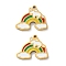 Ion Plating(IP) 304 Stainless Steel Charms, with Enamel, Cloud & Rainbow Charm, Real 18K Gold Plated, 12.5x15.5x1.5mm, Hole: 1mm