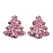 Christmas Tree Polymer Clay Rhinestone Beads, Focals Beads for Beadable Pens Jewelry Keychain Making, Light Rose, 30.5x27.5x8mm, Hole: 2mm