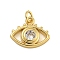 Rack Plating Brass Micro Pave Cubic Zirconia Pendants, with Jump Ring, Long-Lasting Plated, Cadmium Free & Lead Free, Eye, Real 18K Gold Plated, 13x16x3.5mm, Hole: 3.5mm