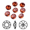 Pointed Back & Back Plated K9 Glass Rhinestone Cabochons, Grade A, Faceted, Flat Round, Tangerine, 10x5mm