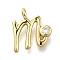 Brass Micro Pave Cubic Zirconia Pendants, Letter Charms, Rack Plating, Long-Lasting Plated, Cadmium Free & Lead Free, Letter M, 11.5x10x2mm, Hole: 1.6mm