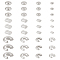 360Pcs 12 Styles Brass & Iron Crimp Beads, Silver, 1.5~5x1.5~5x1.2~5mm, Hole: 0.5~2mm, 20pcs/style