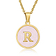 Natural Shell Initial Letter Pendant Necklace LE4192-14-1