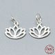 925 Sterling Silver Charms, with Jump Ring, with 925 Stamp, Lotus, Silver, 10.5x11x1mm, Hole: 4mm