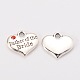 Wedding Theme Antique Silver Tone Tibetan Style Alloy Heart with Father of the Bride Rhinestone Charms X-TIBEP-N005-19B-1