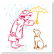 GORGECRAFT 30x30cm Rainy Day Stencil Large Banksy Template Woman and Dog Under Umbrella Pattern Reusable Drawing Crafts Stencil for Painting on Wood Wall Furniture Canvas Fabrics Home DIY Decoration DIY-WH0244-288-1