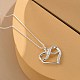 Rhodium Plated 925 Sterling Silver Heart and Infinity Pendant Necklace with Clear Cubic Zirconia for Women NJEW-BB72242-A-5