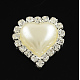 Shining Flatback Heart Brass ABS Plastic Imitation Pearl Cabochons RB-S020-09-1