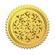 自己接着金箔エンボスステッカー  メダル装飾ステッカー  花柄  5x5cm DIY-WH0211-347-1