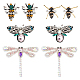 FINGERINSPIRE 8PCS Bees Dragonfly Rhinestone Beaded Patches 4 Style Embroidery Sew on Patches Felt Clothing Rhinestone Patches Fashion Bees Sewing Applique Patches for Clothing Dress Hat DIY Craft PATC-FG0001-16-1