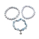 Ensemble de bracelet extensible en perles d'aigue-marine naturelle pour homme femme fille cadeau BJEW-JB06709-1
