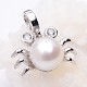 Crab Platinum Tone Sterling Silver Cubic Zirconia Charms STER-E043-02P-1