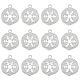 BENECREAT 12 PCS Real Platinum Plated Flat Round Snowflake Charms KK-BC0012-33-1