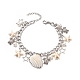 Synthetic Turquoise Starfish & Natural Shell & Shell Pearl Charm Bracelet BJEW-TA00217-1