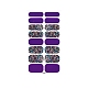 ネイルアートフルカバーネイルアートラップ  キラキラパウダーネイルストリップ  水転写  女性の女の子のためのDIYネイルアートの装飾  青紫色  27x8.5~16mm  16pcs /シート MRMJ-T078-ZE0089-1