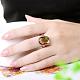 Los anillos de dedo de vidrio bronce rectángulo exquisitos para las mujeres RJEW-BB02286-6-5