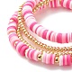 Handmade Polymer Clay Heishi Beads Stretch Bracelets Set BJEW-JB07406-03-9