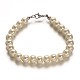 Acero inoxidable teñido perlas de cristal cuentas redondas y pulseras conjuntos de joyas SJEW-M039-01B-4