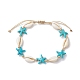 Bracelets de cheville en coquillages naturels et perles synthétiques tressées turquoise AJEW-AN00562-04-1