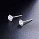 SHEGRACE Rhodium Plated 925 Sterling Silver Four Pronged Ear Studs JE420A-03-3