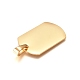304ステンレス鋼ペンダント  空白タグのスタンプ  長方形  ゴールドカラー  35x23x1.5mm  穴：10x4.5mm STAS-I135-34G-2